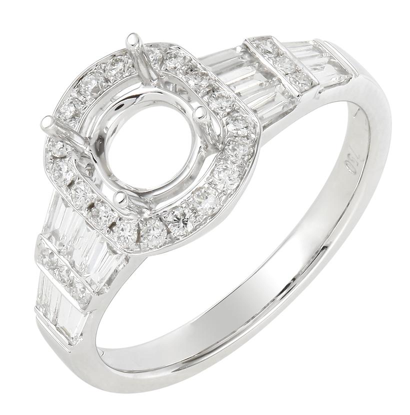 0.72 Ctw Diamond 18k White Gold Round Shape Wedding Engagement Ring