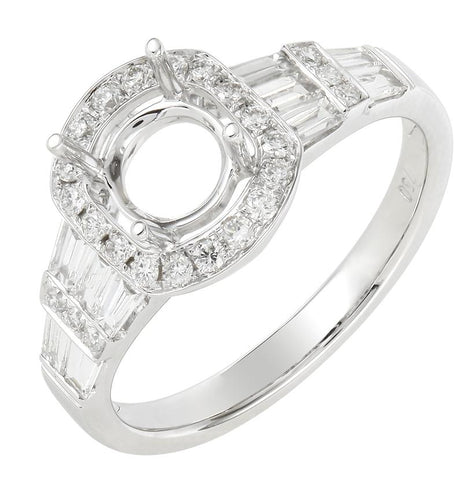 0.72 Ctw Diamond 18k White Gold Round Shape Wedding Engagement Ring