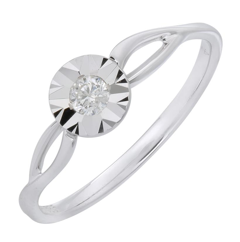 0.09 Ctw Diamond 14k White Gold Round Shape Womens Diamond Ring