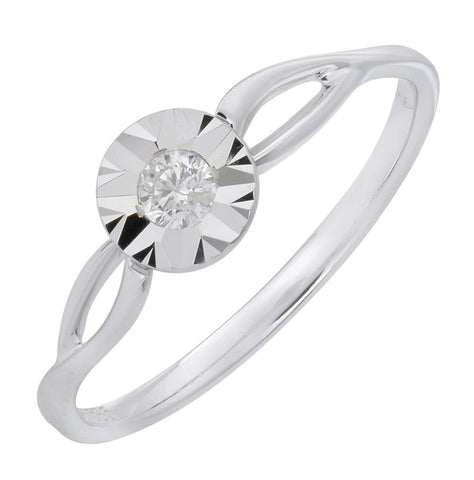 0.09 Ctw Diamond 14k White Gold Round Shape Womens Diamond Ring
