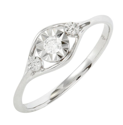 0.07 Ctw Diamond 14k White Gold Round Shape Womens Diamond Ring