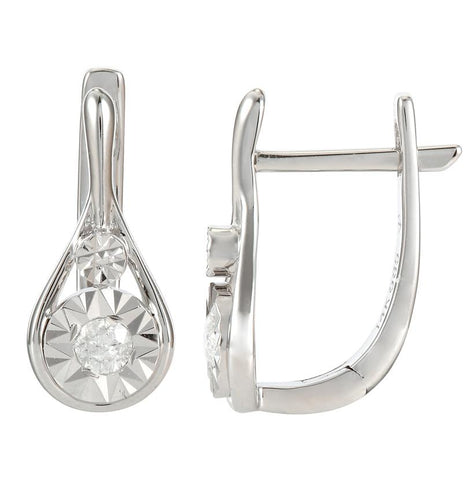 0.13 Ctw Diamond 14k White Gold Round Shape Womens Diamond Earrings