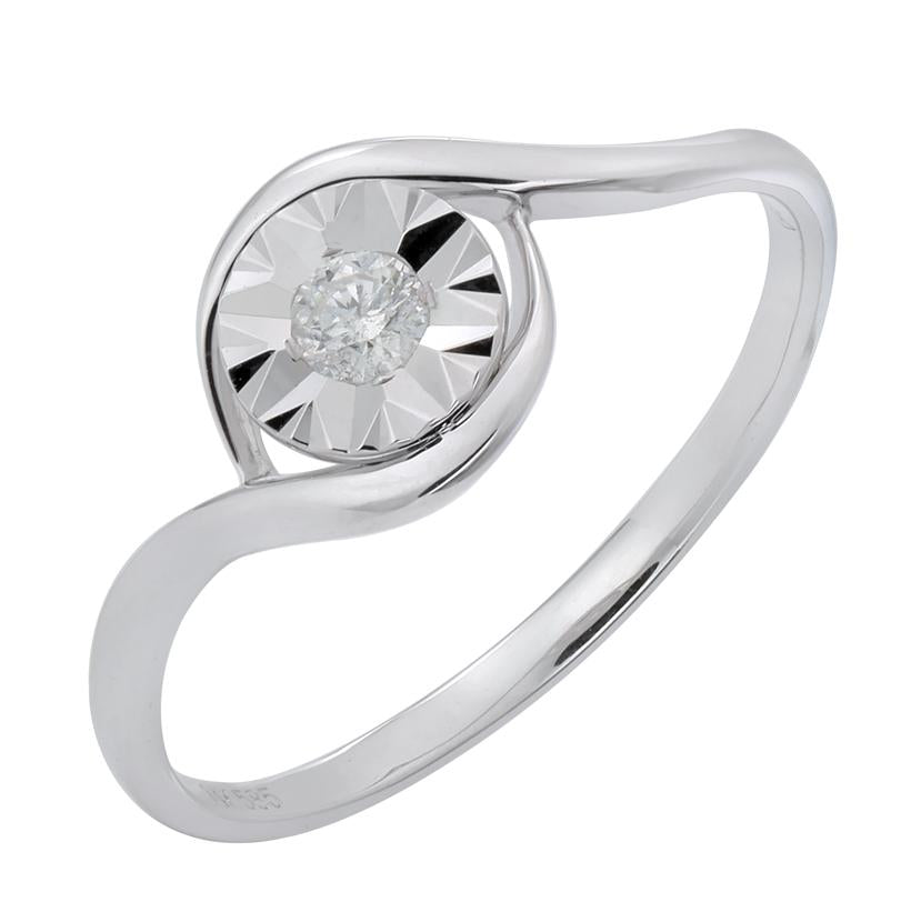 0.09 Ctw Diamond 14k White Gold Round Shape Womens Diamond Ring