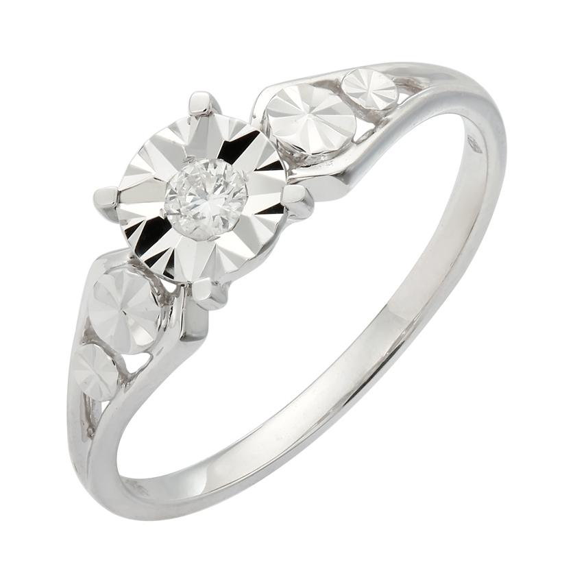 0.09 Ctw Diamond 14k White Gold Round Shape Womens Diamond Ring