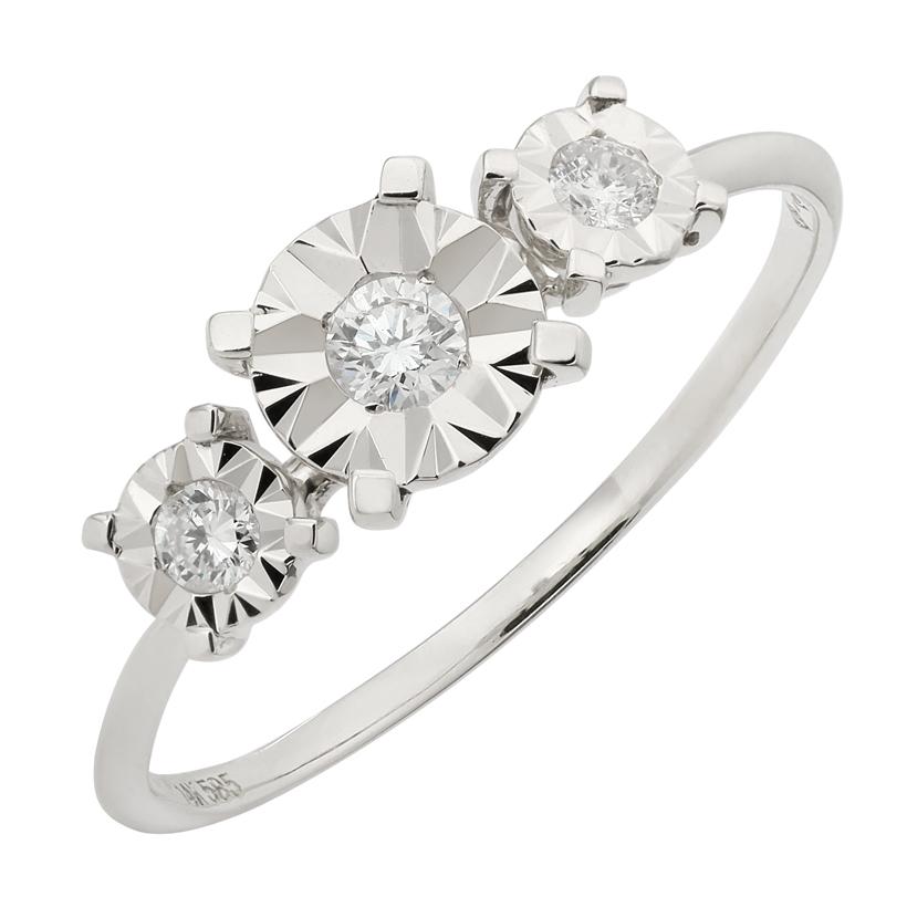 0.19 Ctw Diamond 14k White Gold Round Shape Womens Diamond Ring