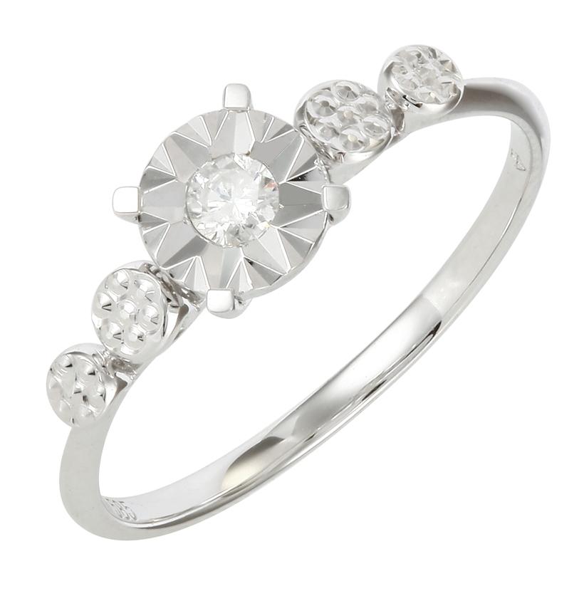 0.1 Ctw Diamond 14k White Gold Round Shape Womens Diamond Ring