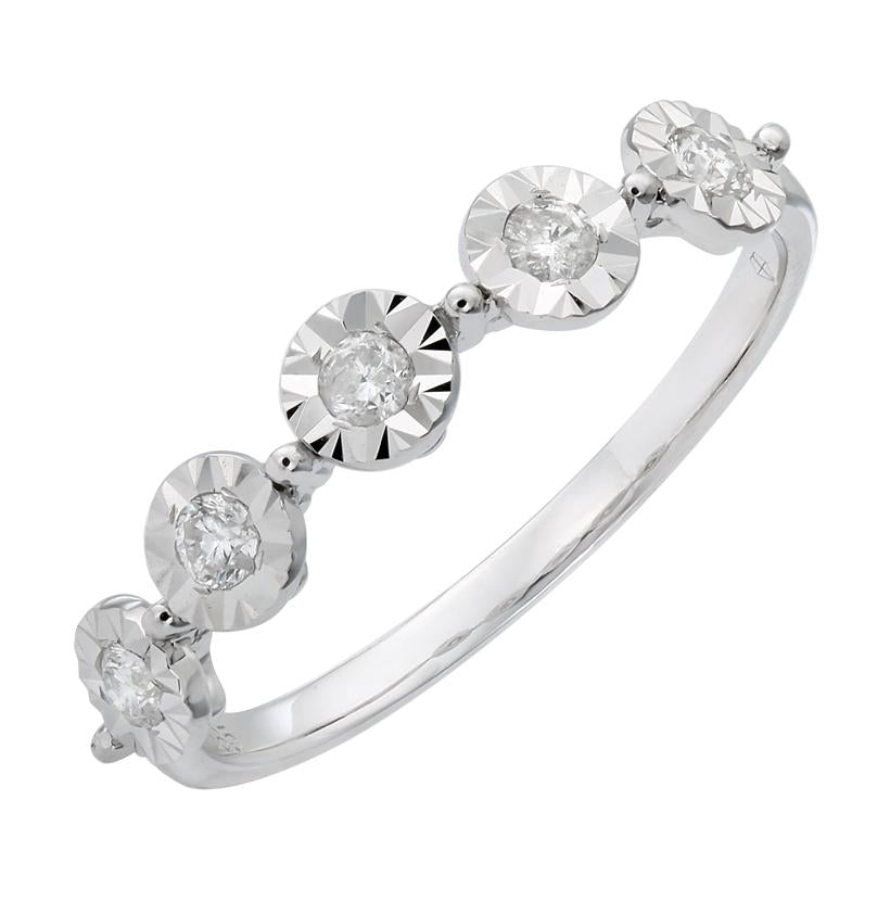 0.18 Ctw Diamond 14k White Gold Round Shape Womens Diamond Ring