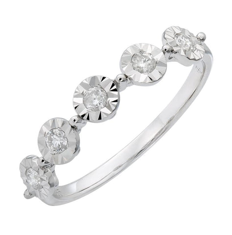 0.18 Ctw Diamond 14k White Gold Round Shape Womens Diamond Ring