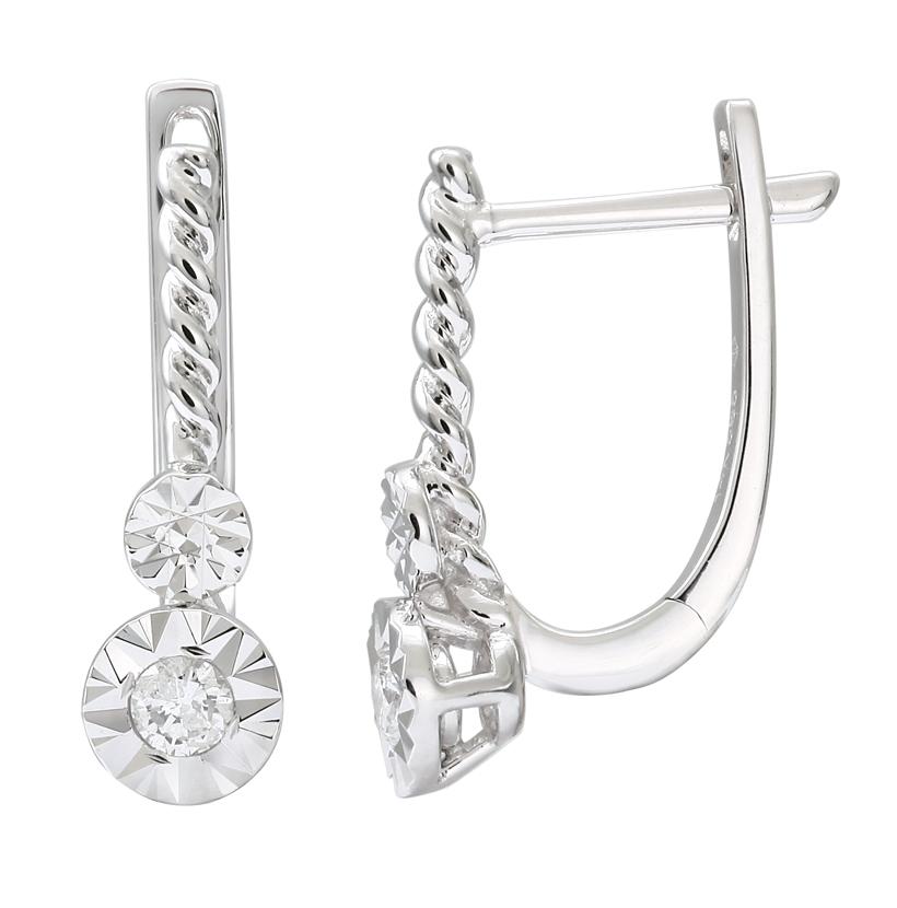 0.12 Ctw Diamond 14k White Gold Round Shape Womens Diamond Earrings