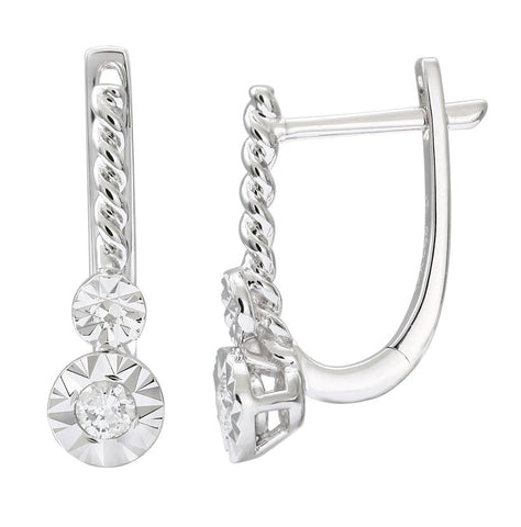 0.12 Ctw Diamond 14k White Gold Round Shape Womens Diamond Earrings