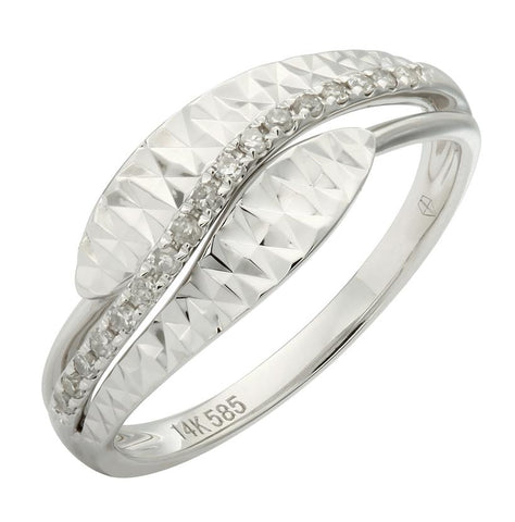 0.12 Ctw Diamond 14k White Gold Round Shape Womens Diamond Ring