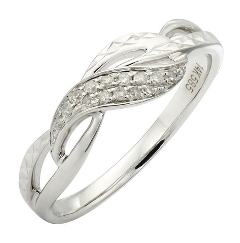 0.09 Ctw Diamond 14k White Gold Round Shape Womens Diamond Ring
