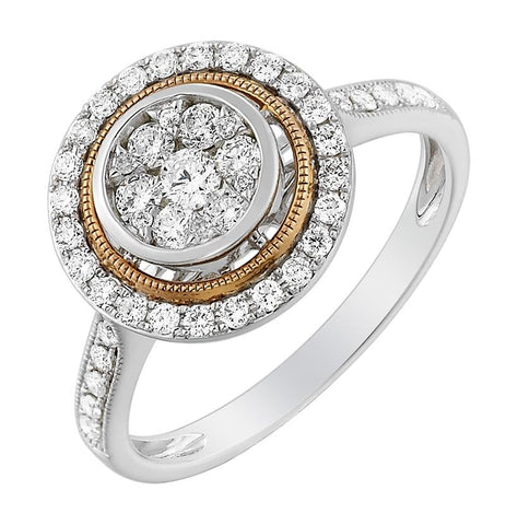 0.49 Ctw Diamond 14k Two Tone Gold Round Shape Womens Diamond Ring