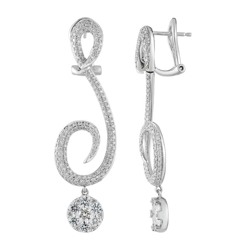 1.99 Ctw Diamond 14k White Gold Round Shape Womens Diamond Earrings