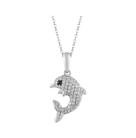 0.19 Ctw Diamond 14k White Gold Round Shape Womens Diamond Necklace Pendant With 16 Inch Chain