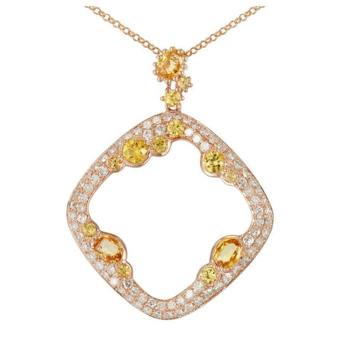 0.55 Ctw Diamond 14k Rose Gold Sapphire Round Shape Womens Gemstone Necklace Pendant With 16 Inch Chain