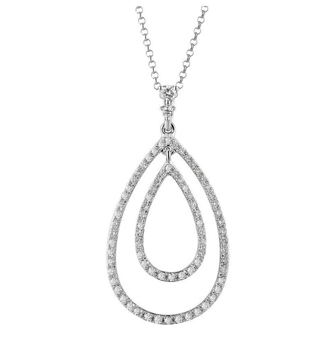 0.35 Ctw Diamond 14k White Gold Round Shape Womens Diamond Necklace Pendant With 16 Inch Chain