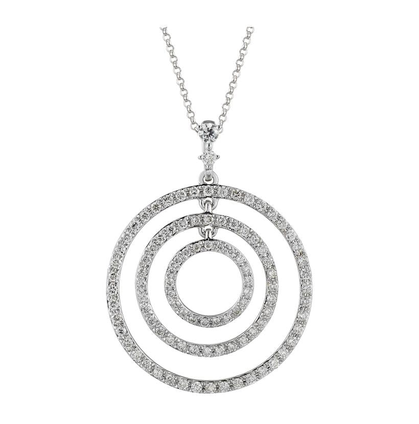 0.47 Ctw Diamond 14k White Gold Round Shape Womens Diamond Necklace Pendant With 16 Inch Chain