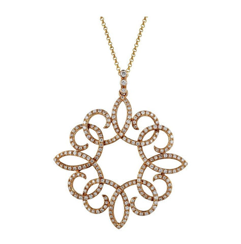 0.85 Ctw Diamond 14k Rose Gold Round Shape Womens Diamond Necklace Pendant With 16 Inch Chain