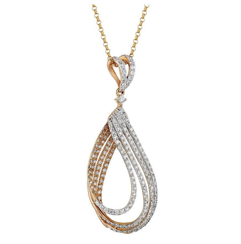 0.96 Ctw Diamond 14k Rose Gold Round Shape Womens Diamond Necklace Pendant With 16 Inch Chain