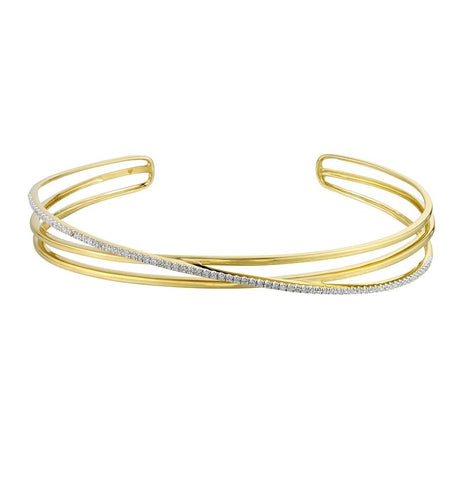 0.22 Ctw Diamond 14k Yellow Gold Round Shape Womens Diamond Bangle Bracelet