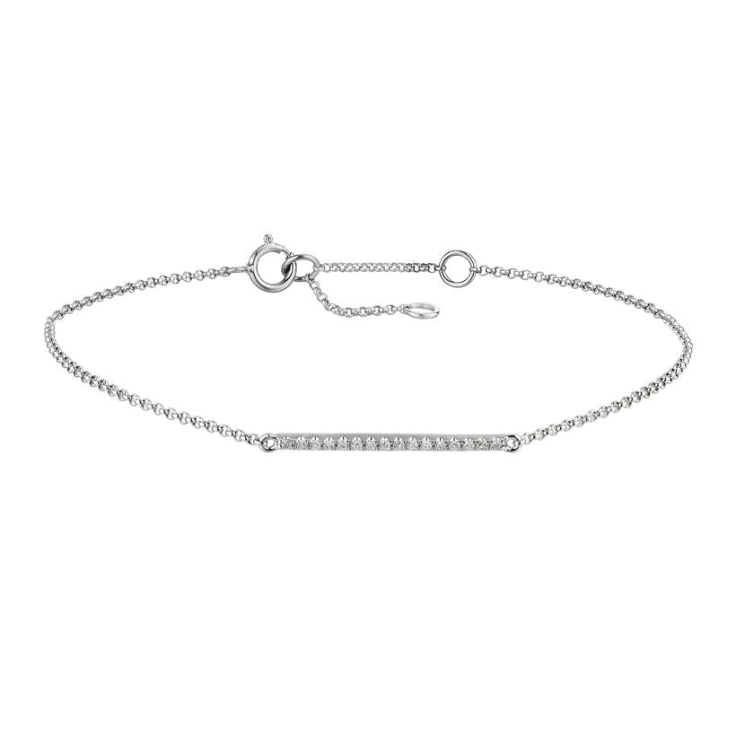 0.05 Ctw Diamond 14k White Gold Round Shape Womens Diamond Bracelet