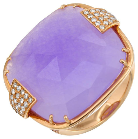 0.24 Ctw Diamond 14k Rose Gold Sapphire Jade Round Shape Womens Gemstone Ring