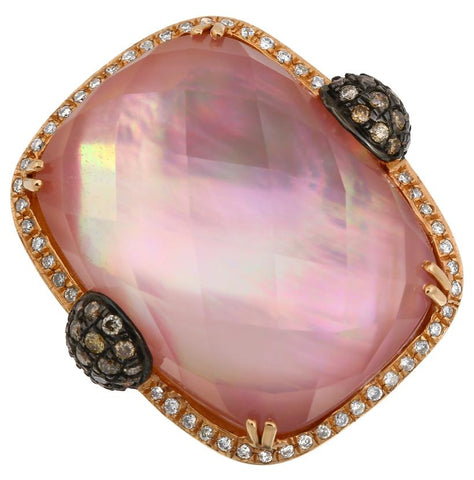 0.83 Ctw Diamond 14k Rose Gold Amethyst Round Shape Womens Gemstone Ring