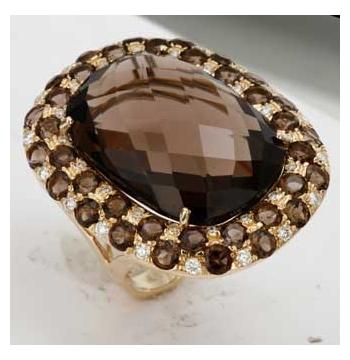 0.46 Ctw Diamond 14k Yellow Gold Topaz Round Shape Womens Gemstone Ring