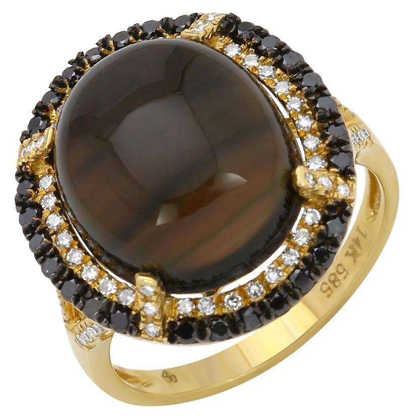 0.53 Ctw Diamond 14k Yellow Gold Topaz Round Shape Womens Gemstone Ring