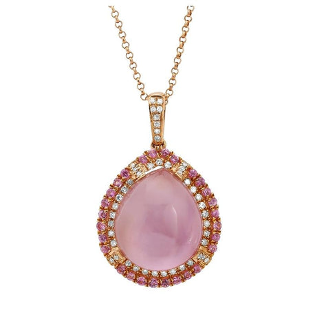 0.17 Ctw Diamond 14k Rose Gold Sapphire Multi Round Shape Womens Gemstone Necklace Pendant With 16 Inch Chain