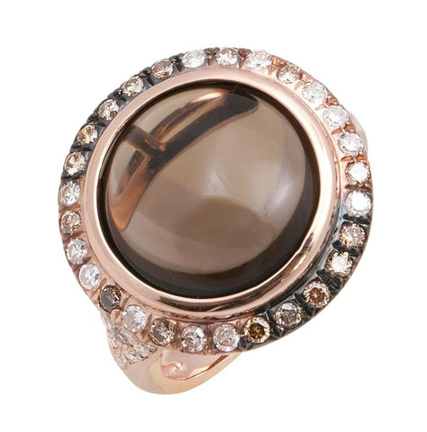 0.59 Ctw Diamond 14k Rose Gold Topaz Round Shape Womens Gemstone Ring