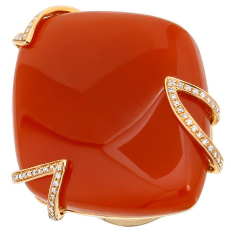 0.14 Ctw Diamond 14k Rose Gold Agate Round Shape Womens Gemstone Ring