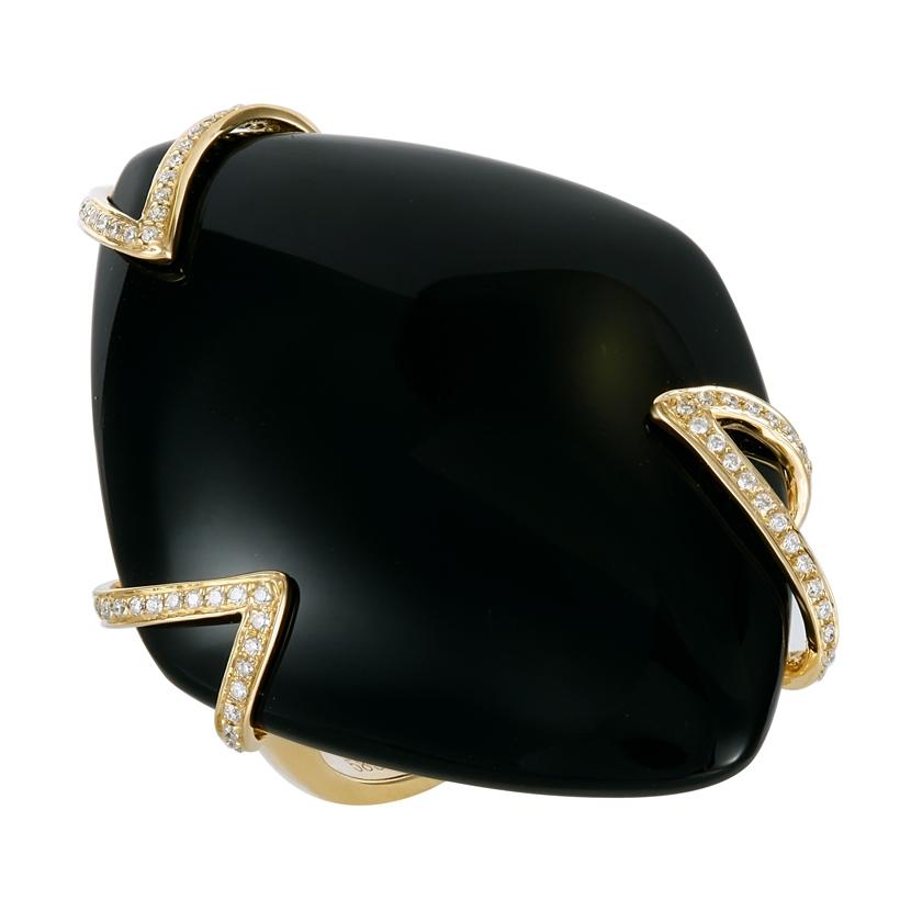 0.14 Ctw Diamond 14k Yellow Gold Onyx Round Shape Womens Gemstone Ring