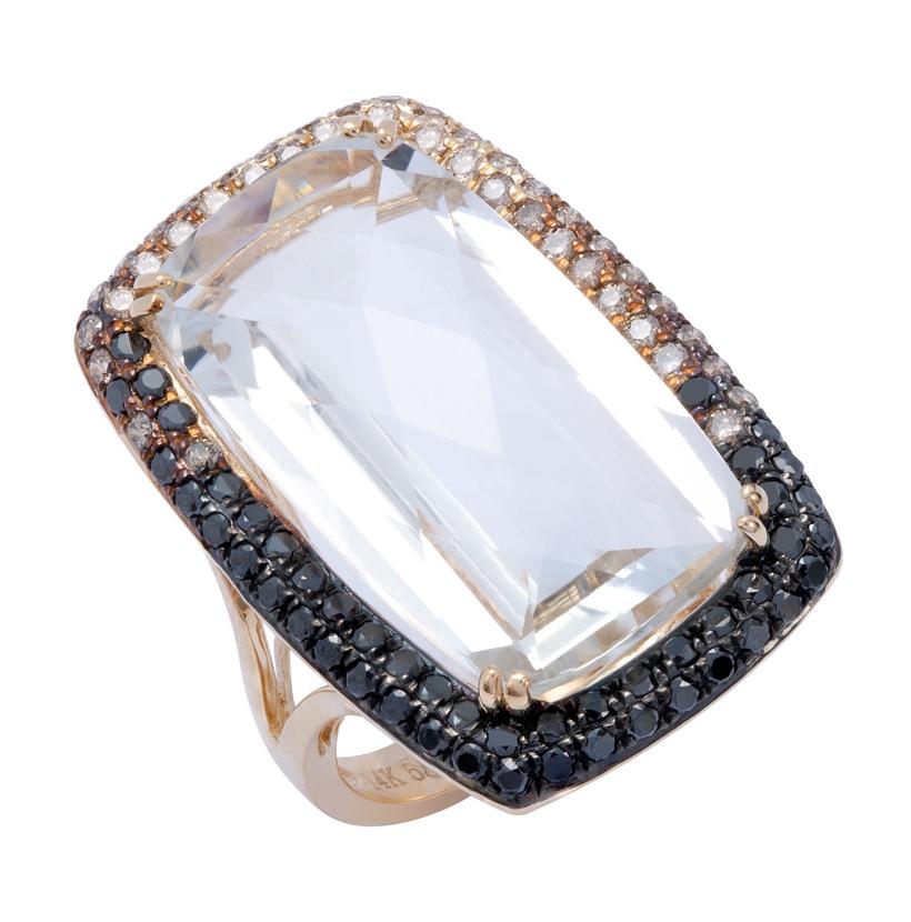 1.16 Ctw Diamond 14k Yellow Gold Topaz Round Shape Womens Gemstone Ring