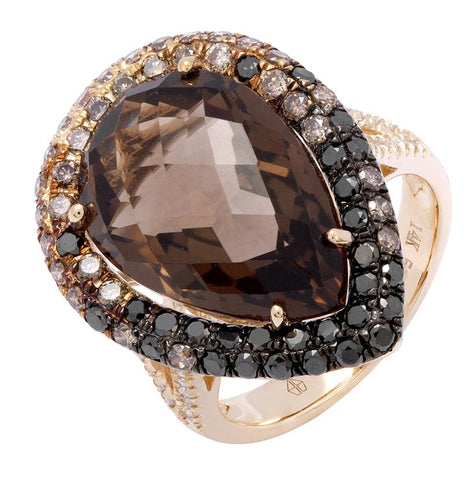 1.39 Ctw Diamond 14k Yellow Gold Topaz Round Shape Womens Gemstone Ring