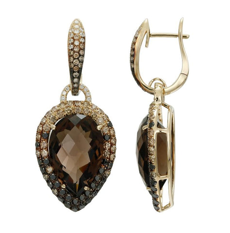 2.88 Ctw Diamond 14k Yellow Gold Topaz Round Shape Womens Gemstone Earrings