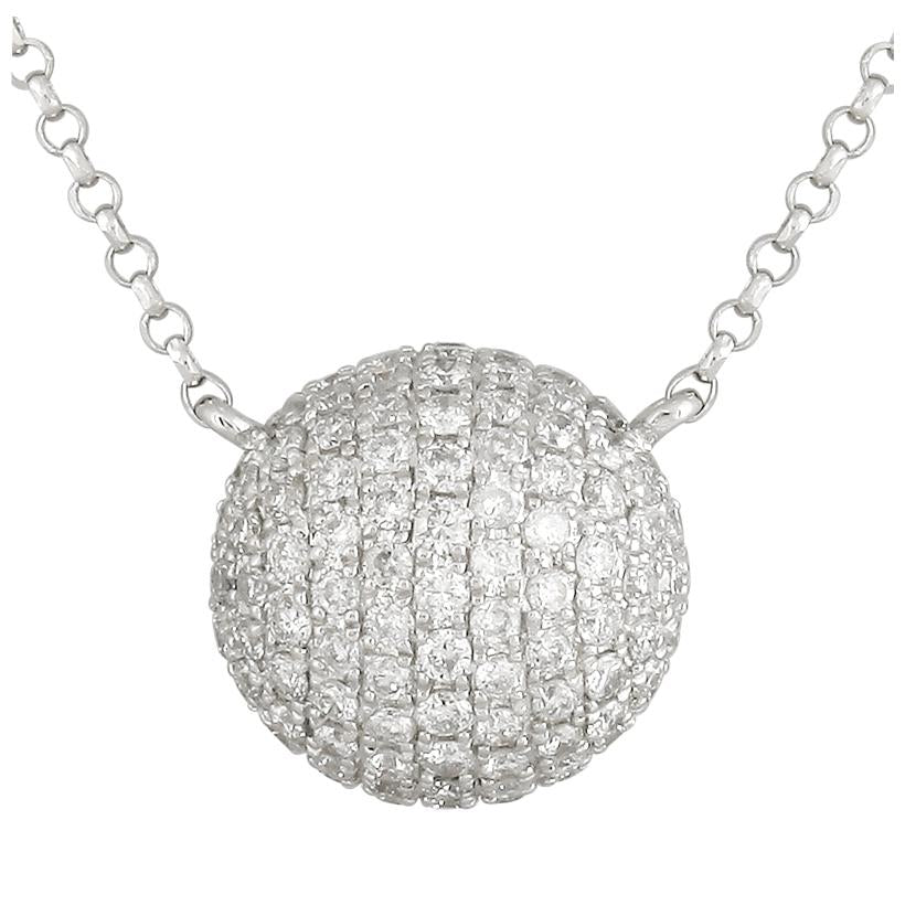 0.5 Ctw Diamond 14k White Gold Round Shape Womens Diamond Necklace Pendant With 16 Inch Chain