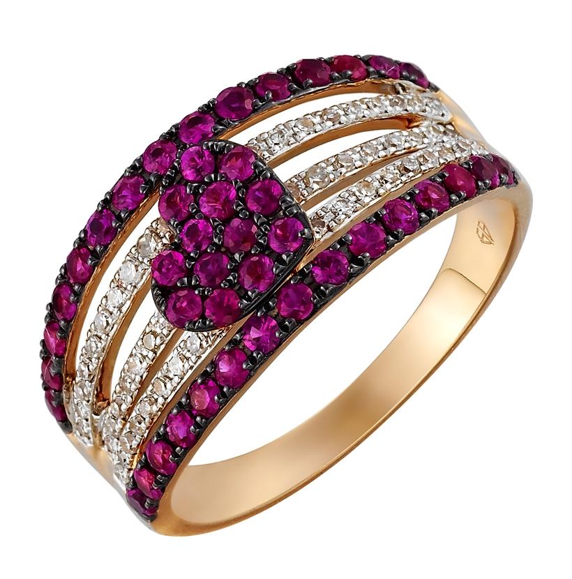 0.19 Ctw Diamond 14k Rose Gold Ruby Round Shape Womens Gemstone Ring