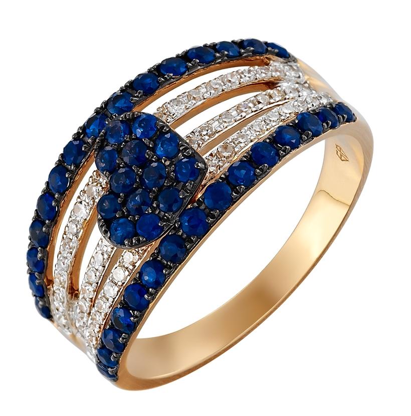 0.19 Ctw Diamond 14k Rose Gold Sapphire Round Shape Womens Gemstone Ring