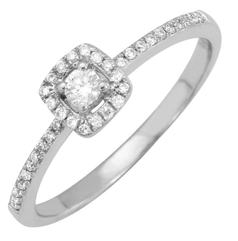 0.2 Ctw Diamond 14k White Gold Round Shape Womens Diamond Ring