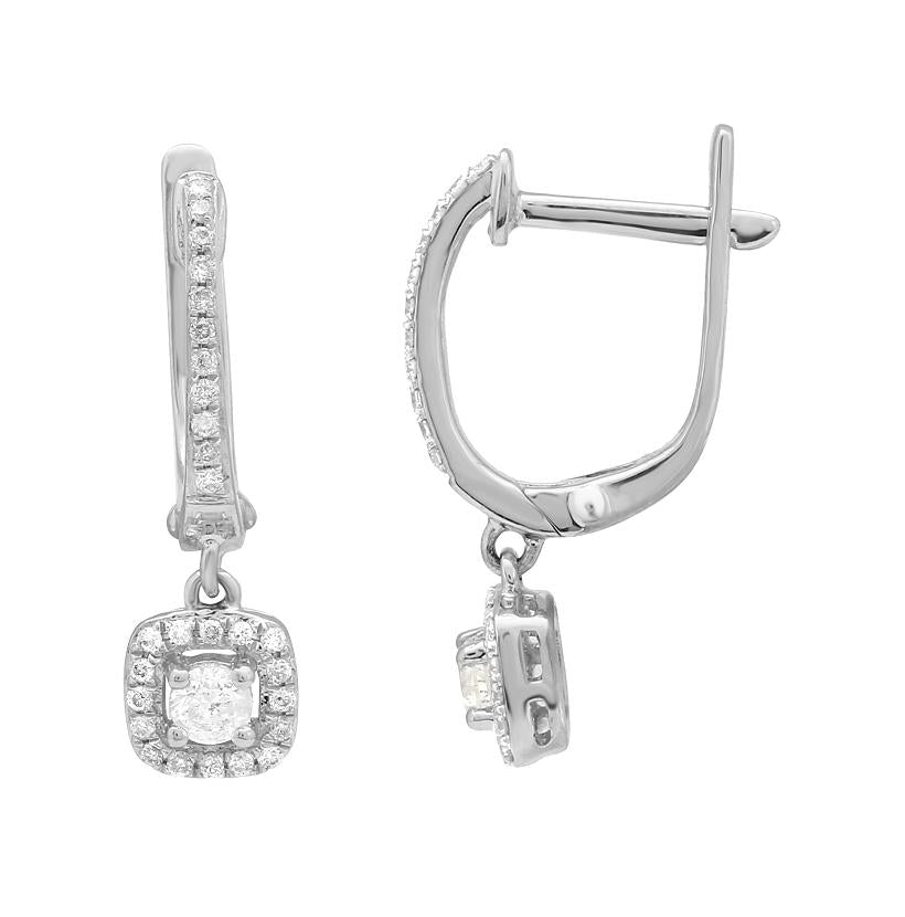 0.36 Ctw Diamond 14k White Gold Round Shape Womens Diamond Earrings