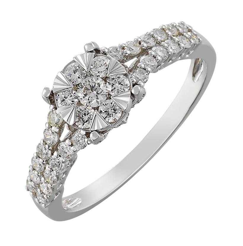 0.67 Ctw Diamond 14k White Gold Round Shape Wedding Engagement Ring