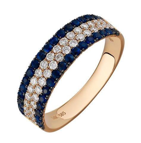 0.41 Ctw Diamond 14k Rose Gold Sapphire Round Shape Womens Gemstone Ring