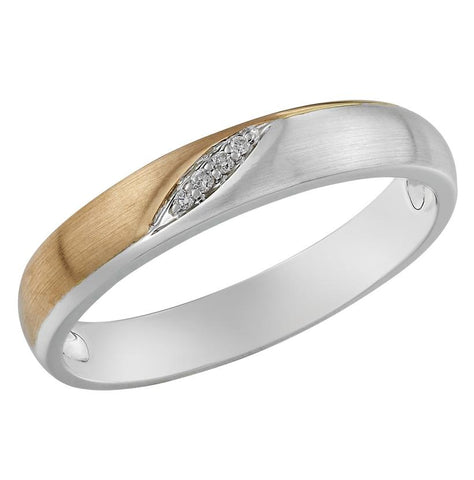 0.02 Ctw Diamond 14k Two Tone Gold Round Shape Men's Ring, Size 10