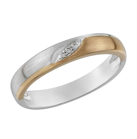 0.02 Ctw Diamond 14k Two Tone Gold Round Shape Womens Ring, Size 6.5