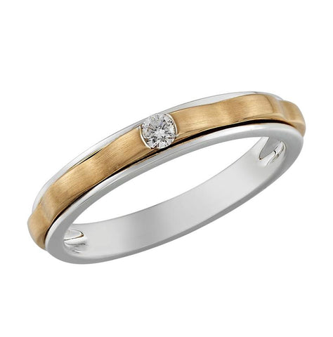 0.06 Ctw Diamond 14k Two Tone Gold Round Shape Womens Ring, Size 6.5