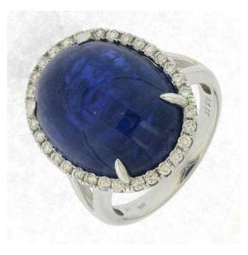 0.5 Ctw Diamond 18k White Gold Tanzanite Round Shape Womens Gemstone Ring