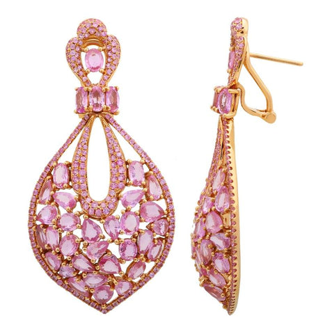 18k Rose Gold Sapphire Multi Shape Womens Gemstone Earrings