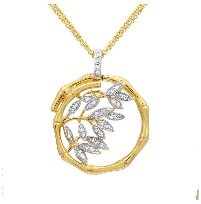 0.2 Ctw Diamond 14k Yellow Gold Round Shape Womens Diamond Necklace Pendant With 16 Inch Chain